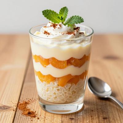 Рисовый пудинг с взбитыми сливками и ромом - слоеный десерт - пошаговый рецепт