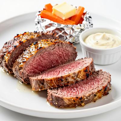 Ростбиф Кентервильское привидение из телятины в мадере с соусом из хрена - пошаговый рецепт