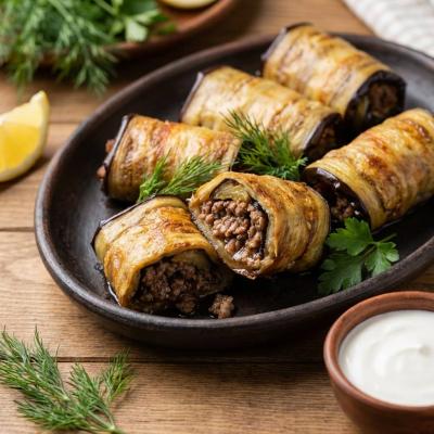 Рулетики из баклажанов с мясом - простая и сочная закуска