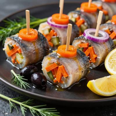 Рулетики из сельди с овощами - рецепт оригинальной закуски