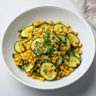 Салат из молодых кабачков и жареной кукурузы: пошаговый рецепт