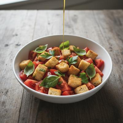 Салат из помидоров с гренками