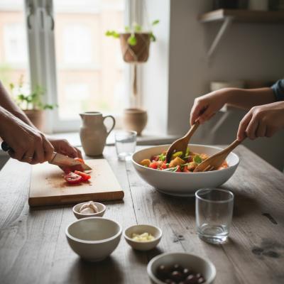 Салат из помидоров с гренками