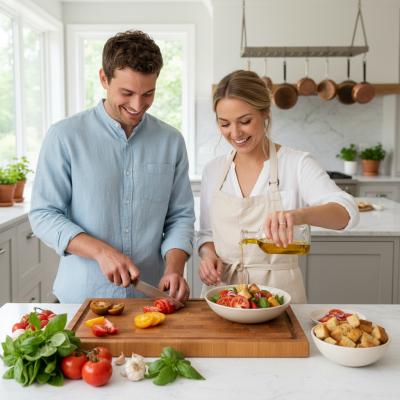 Салат из помидоров с гренками