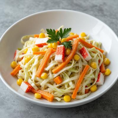 Салат из свежей капусты с крабовыми палочками: пошаговый рецепт с фото