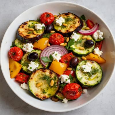 Салат из запеченных овощей с чесноком