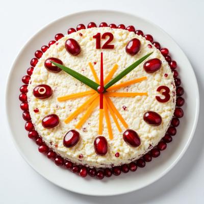 Салат Новогодняя ночь: пошаговый рецепт с фото - салат с селедкой в виде часов