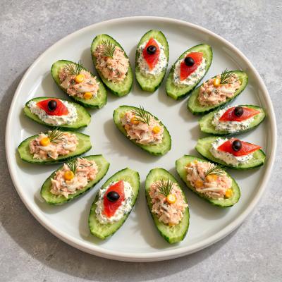 Салат в огуречных лодочках: рецепт