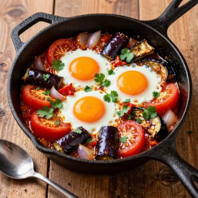 Шакшука с яйцами и овощами - быстрый завтрак - пошаговый рецепт