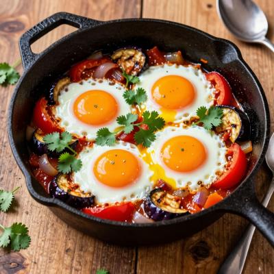 Шакшука с яйцами и овощами - быстрый завтрак - пошаговый рецепт