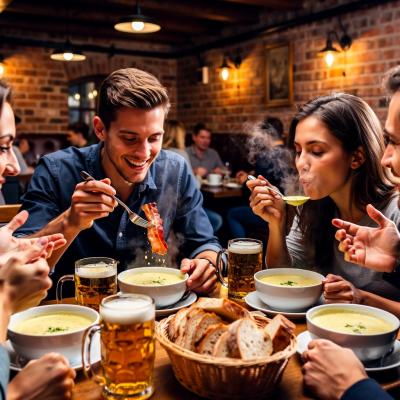 Сливочный крем-суп с сыром и беконом: рецепт с запеченным картофелем