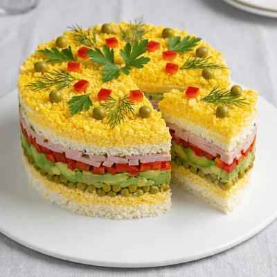 Слоеный салат с авокадо: пошаговый рецепт с фото - салат-торт