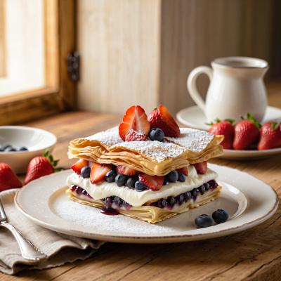 Слоеный торт с ягодами - нежный десерт за 1 час