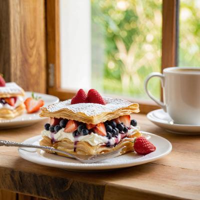 Слоеный торт с ягодами - нежный десерт за 1 час