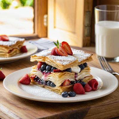 Слоеный торт с ягодами - нежный десерт за 1 час