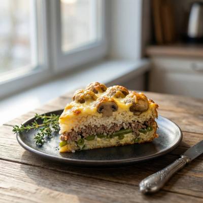 Слоёный перевёрнутый пирог с шампиньонами - рецепт