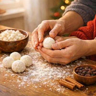 Снеговик из творожной массы: рецепт сладкой новогодней закуски