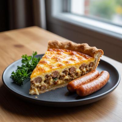 Сырный пирог с сосисками - быстрый рецепт на кефире