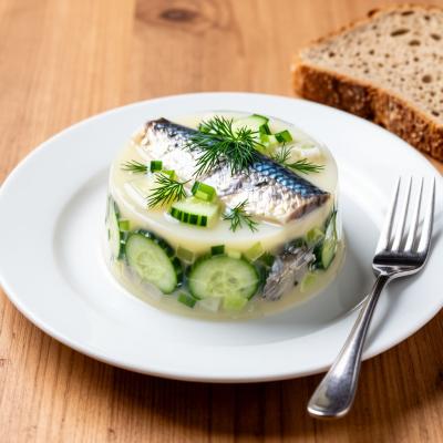 Тарендис - заливное из селедки со сметаной и огурцами - пошаговый рецепт