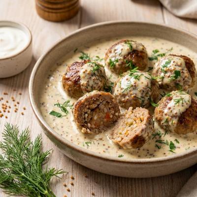 Тефтели в сметанном соусе - рецепт в микроволновке