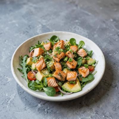 Теплый салат с лососем и авокадо: пошаговый рецепт с фото