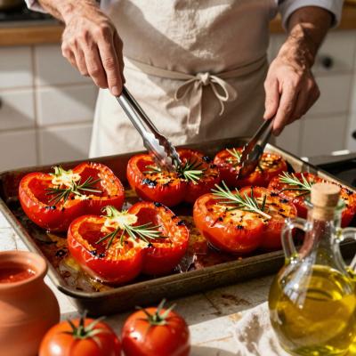 Томатный крем-суп с печеными овощами: легкий диетический рецепт