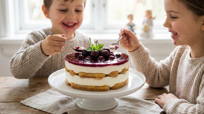 Торт панна-кота с печеньем и вишней