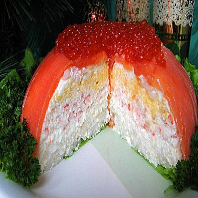 Торт-салат из морепродуктов