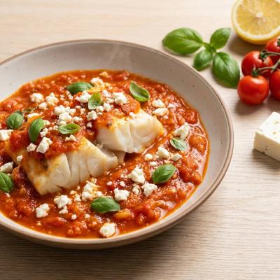Треска под томатно-сырным соусом с фетой