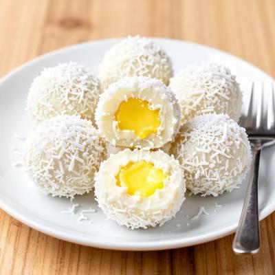 Творожное Раффаэлло с лимоном и кокосом - диетические конфеты - пошаговый рецепт