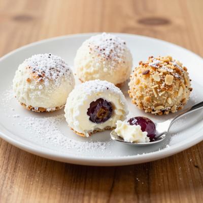 Творожный десерт Снежки с виноградом и орехами - пошаговый рецепт для детей