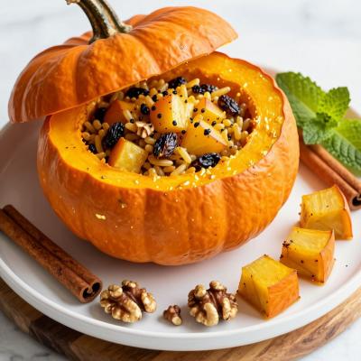 Тыква, фаршированная сладким рисом - рецепт