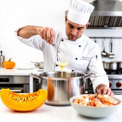 Тыквенный крем-суп с креветками в чесночном масле: рецепт с фото