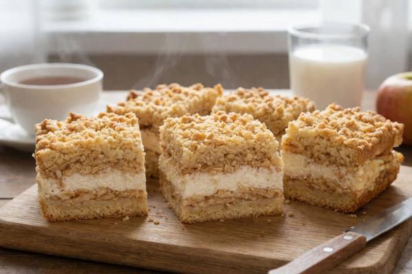 Тёртый пирог с творожно-яблочной начинкой - рецепт