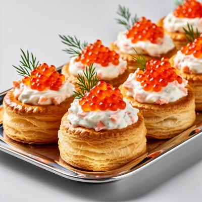 Волованы со сливочным сыром, семгой и красной икрой: рецепт праздничной закуски