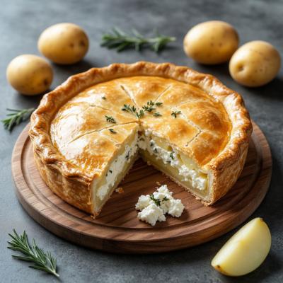 Закрытый пирог с картофелем и брынзой - простой рецепт